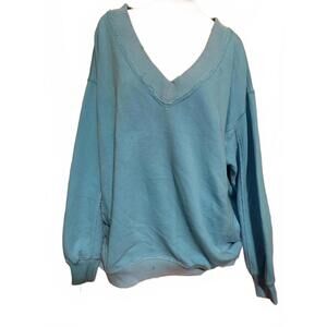 Aerie Oversized V-neck Sweatshirt Aqua S